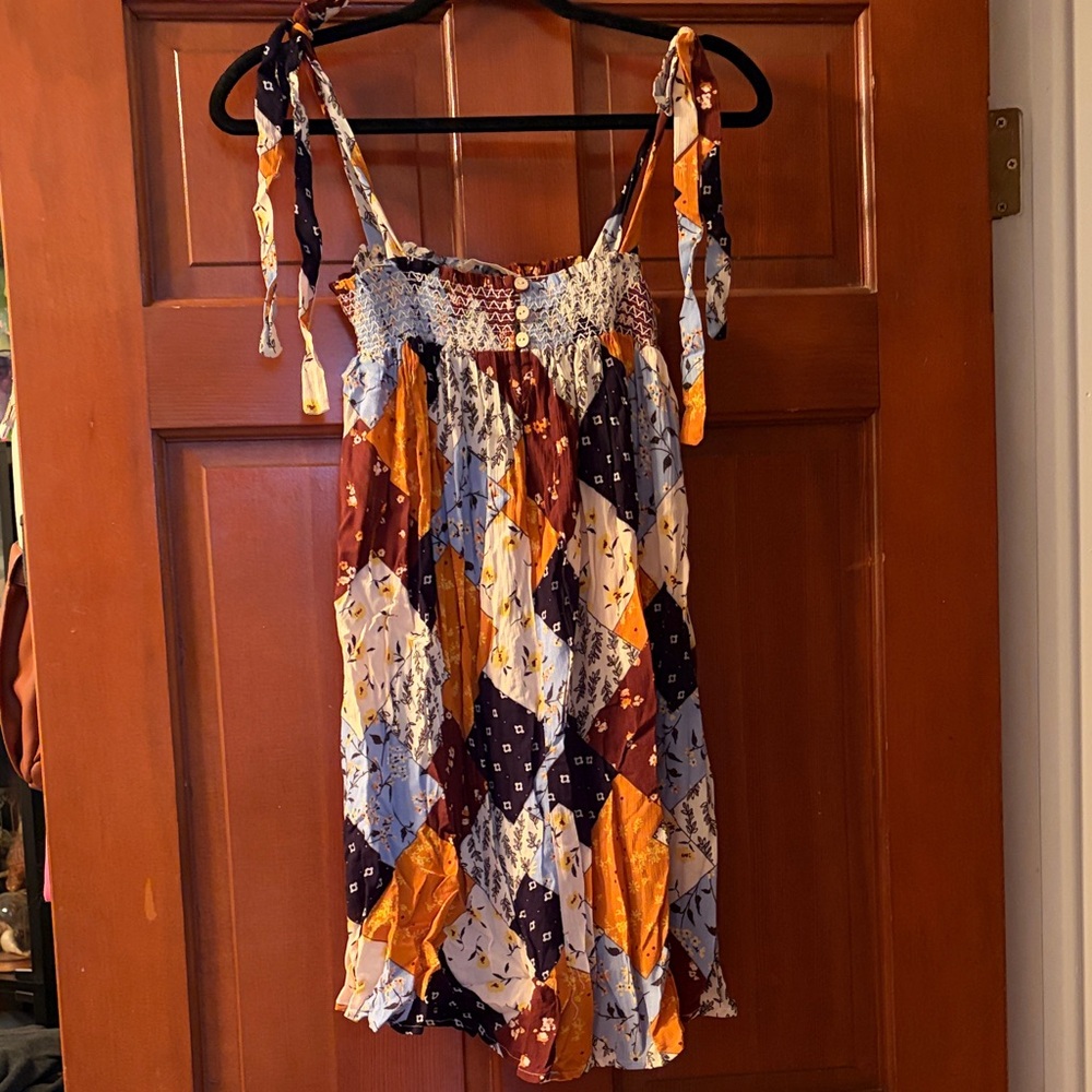 Patchwork Tie Top Romper - image 1